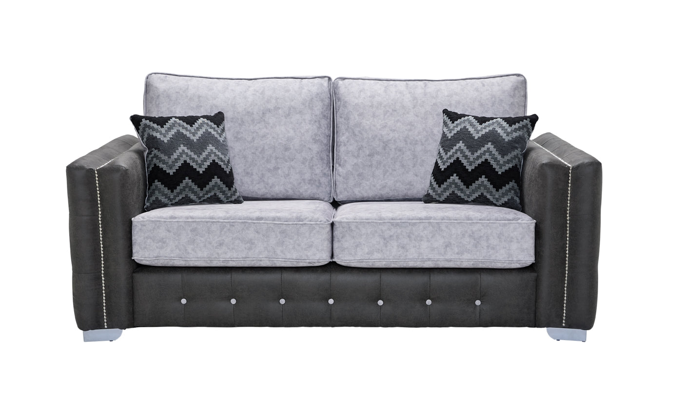 Horizon 3 Seater Sofa In Colorado Graphite And Buxton Fog Fabric With Metal Feet